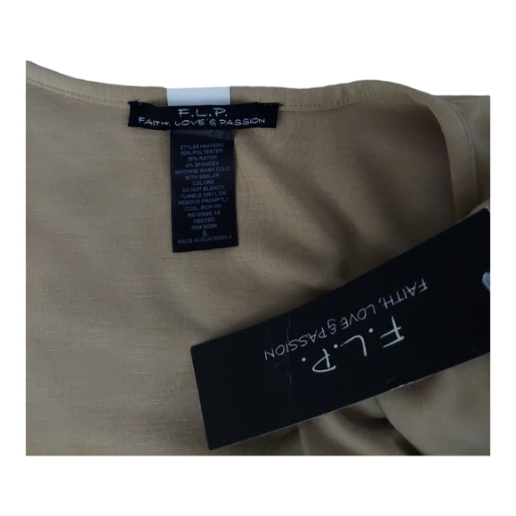 FAITH LOVE PASSION FLP Size Small Tan Vtg Look Wrap Dress Cloth Cover Buttons - Picture 3 of 15